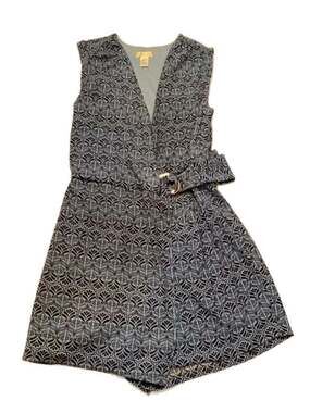 London Times Sleeveless Belted Romper Size 8